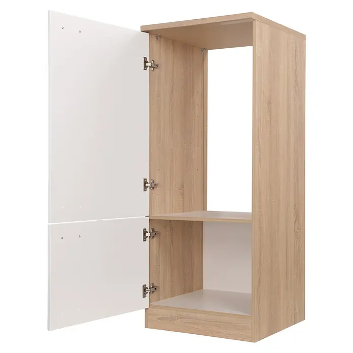 Respekta Merle Hochschrank - B x T x H: 120 x 60 x 144,9 cm, Weiß - Ein offener Holzschrank mit weißen Türen, der Stauraum und Organisation bietet. Das perfekte Möbelstück für jedes Zuhause.