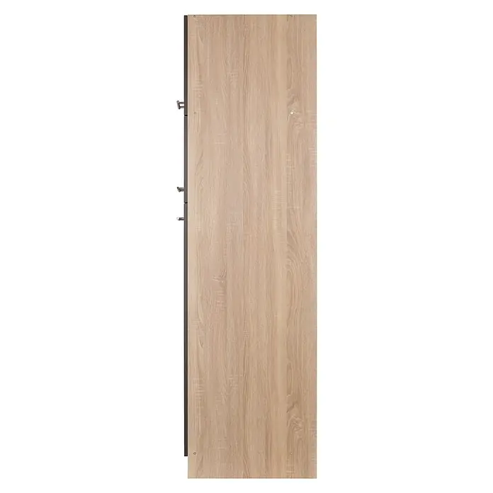 Respekta Merle Kühlumbauschrank - B x T x H: 60 x 60 x 200 cm, Grau - Detailansicht einer hellen Holzschranktür mit feiner Maserung. Ideal für moderne Möbeldesigns und Innenausstattung.\n