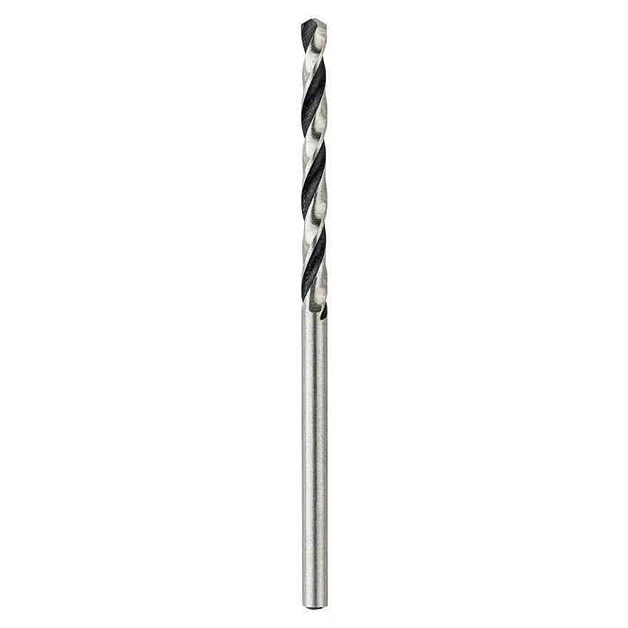 Bosch Metallbohrer - Durchmesser Bohrer: 2,5 mm, 10 Stk. - Nahaufnahme eines Schaftfräsers mit spiralförmigen Schneiden, ideal für Metallbearbeitung.