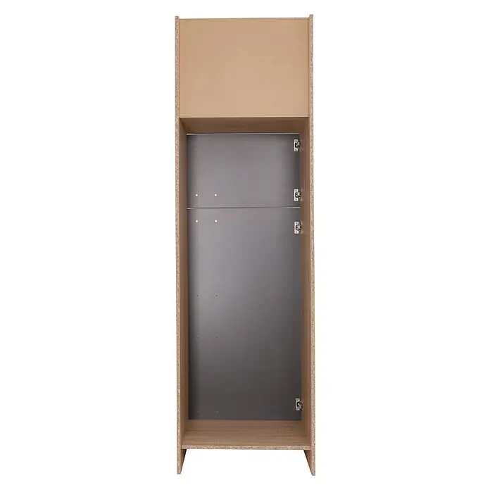 Respekta Merle Kühlumbauschrank - B x T x H: 60 x 60 x 200 cm, Grau - Inneneinrichtung eines hohen Küchenschranks mit grauen Türen, der Stauraum und Organisation in der Küche bietet.