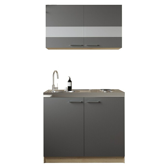 Respekta Merle Miniküche Typ 5 (Breite: 100 cm, Grau, Duo-Kochmulde) | BAUHAUS