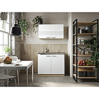 Respekta Merle Miniküche Typ 5 (Breite: 100 cm, Weiß, Duo-Kochmulde)