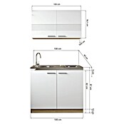 Respekta Merle Miniküche Set 3 (Breite: 100 cm, Weiß, Glaskeramikkochfeld) | BAUHAUS