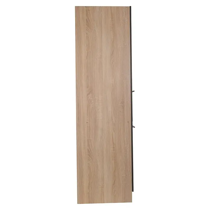 Respekta Merle Apotheker-Hochschrank - B x T x H: 30 x 60 x 200 cm, Grau - Die Nahaufnahme zeigt die detailreiche Holzstruktur einer Schranktür mit feinen Maserungen in hellen und dunklen Brauntönen.