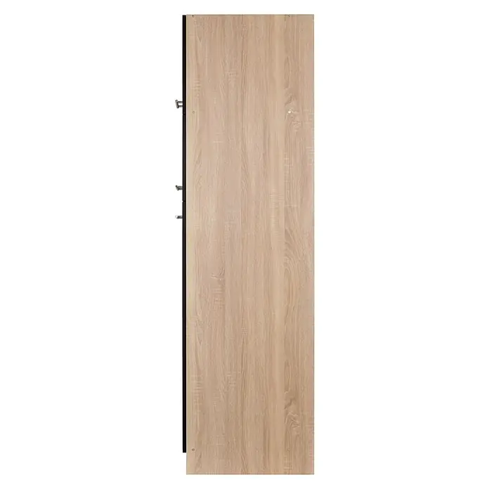 Respekta Merle Kühlumbauschrank - B x T x H: 60 x 60 x 200 cm, Schwarz - Das Bild zeigt eine helle Holztür mit einer feinen Maserung, die sich über die gesamte Oberfläche erstreckt. Die Tür ist schmal und hoch.