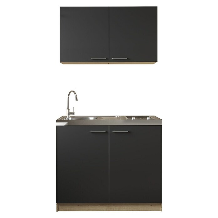 Respekta Merle Miniküche Set 4 (Breite: 100 cm, Schwarz, Glaskeramikkochfeld) | BAUHAUS