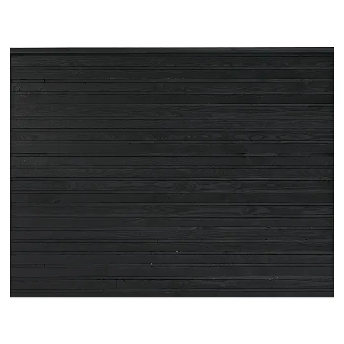 Plus Sichtschutzelement Plank - 174 x 129 cm, Schwarz (RAL 9005) - Schwarze Holzverkleidung mit horizontalen Brettern, ideal für moderne Wandgestaltung und robuste Außenbereiche.