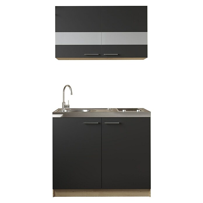 Respekta Merle Miniküche Set 3 (Breite: 100 cm, Schwarz, Glaskeramikkochfeld) | BAUHAUS