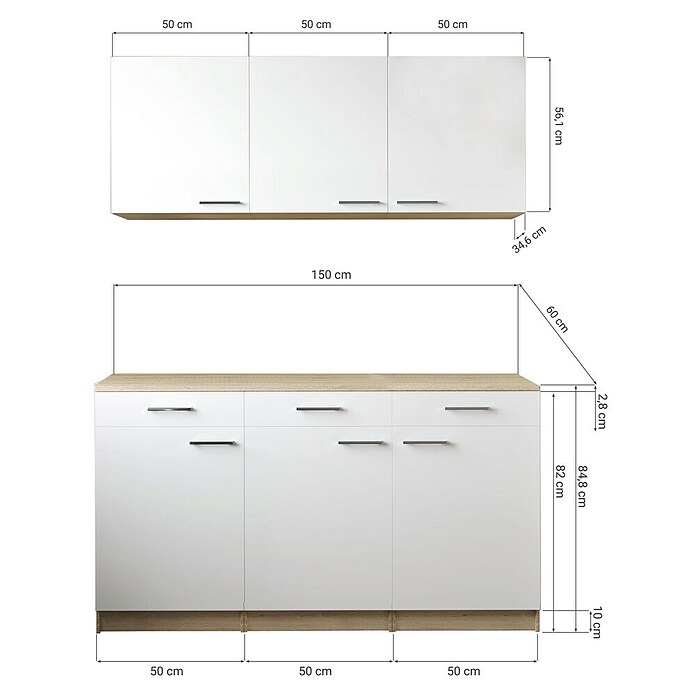 Respekta Merle Küchen-Set (150 x 60 x 200 cm, Weiß) | BAUHAUS