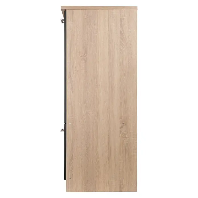 Respekta Merle Geräteumbauschrank - B x T x H: 60 x 60 x 144,8 cm, Schwarz, Für Kühlschrank - Nahaufnahme eines Schranks mit Holzmaserung, der ein warmes und einladendes Gefühl vermittelt. Ideal zur Aufbewahrung im Schlaf- oder Wohnbereich.