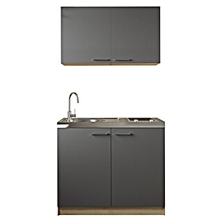 Respekta Merle Miniküche Set 4 (Breite: 100 cm, Grau, Glaskeramikkochfeld)