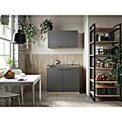 Respekta Merle Miniküche Set 6 (Breite: 100 cm, Grau, 1 x Spülenunterschrank, 2 x Oberschränke, 1 x Edelstahlkochmulde) | BAUHAUS