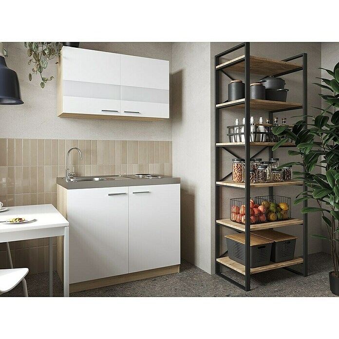 Respekta Merle Miniküche Typ 5 (Breite: 100 cm, Weiß, Duo-Kochmulde) | BAUHAUS