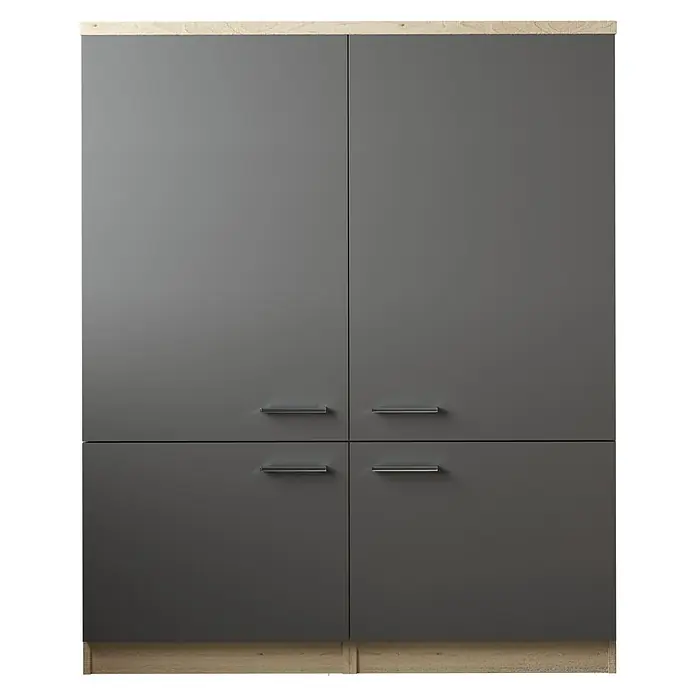 Respekta Merle Hochschrank - B x T x H: 120 x 60 x 144,9 cm, Grau - Graue Schränke mit horizontalen Metallgriffen, die modernes Design und Funktionalität in jedem Raum vereinen.