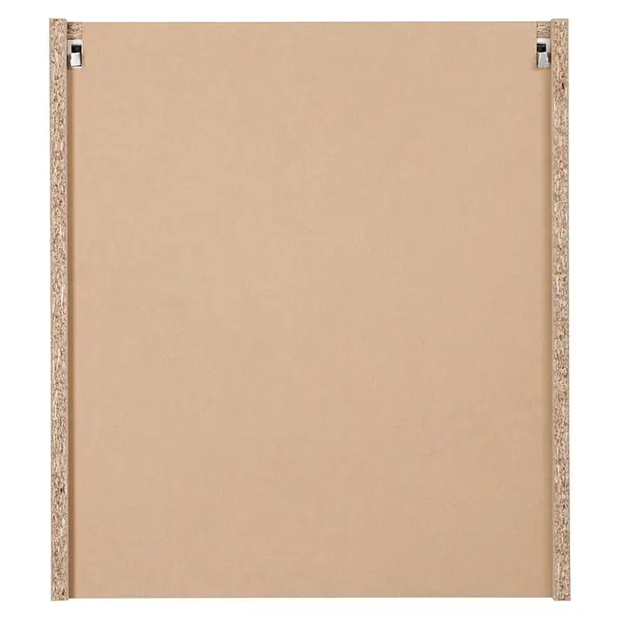 Respekta Merle Hängeschrank - B x T x H: 50 x 34,6 x 56,1 cm, Grau - Detailaufnahme einer hellbraunen Möbelplatte mit Holzspanseiten und Aufhängungen. Perfekt für DIY-Projekte und Möbelbau.