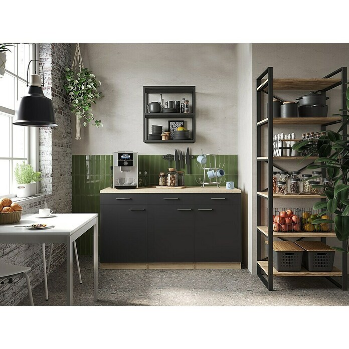 Respekta Merle Unterschrank (B x T x H: 150 x 60 x 85 cm, Schwarz) | BAUHAUS