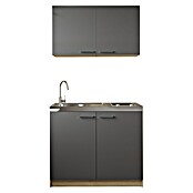 Respekta Merle Miniküche Set 6 (Breite: 100 cm, Grau, 1 x Spülenunterschrank, 2 x Oberschränke, 1 x Edelstahlkochmulde) | BAUHAUS