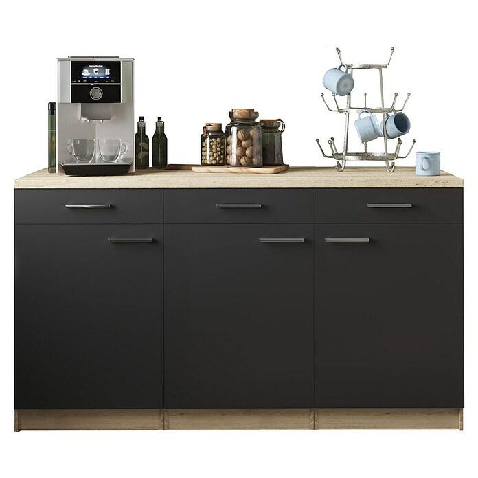 Respekta Merle Unterschrank (B x T x H: 150 x 60 x 85 cm, Schwarz) | BAUHAUS