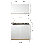 Respekta Merle Miniküche Set 4 (Breite: 100 cm, Grau, Glaskeramikkochfeld) | BAUHAUS