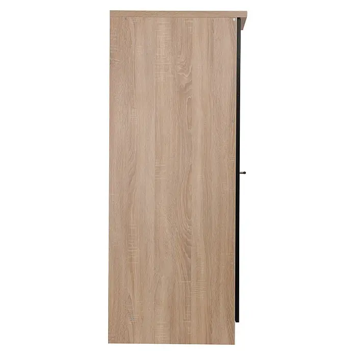 Respekta Merle Apotheker-Hochschrank - B x T x H: 30 x 60 x 144,8 cm, Schwarz, mit Arbeitsplattenabdeckung - Detailaufnahme eines Möbelstücks in Holzoptik, das eine schlichte Eleganz und Funktionalität für moderne Wohnräume ausstrahlt.