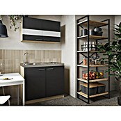 Respekta Merle Miniküche Typ 5 (Breite: 100 cm, Schwarz, Duo-Kochmulde) | BAUHAUS