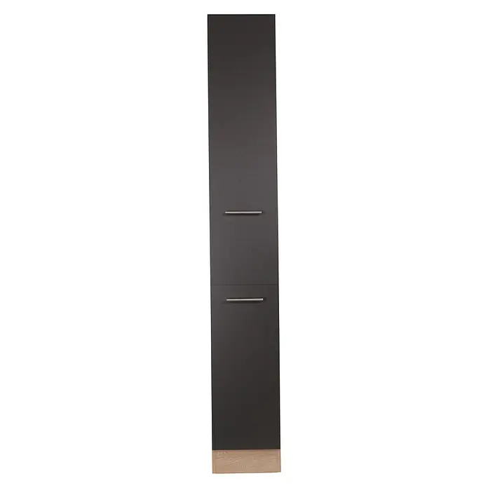 Respekta Merle Apotheker-Hochschrank - B x T x H: 30 x 60 x 200 cm, Grau - Ein schlanker Hochschrank in dunklem Grau mit zwei Schubladen und schlichten Griffen, ideal für moderne Badezimmer oder Küchen.