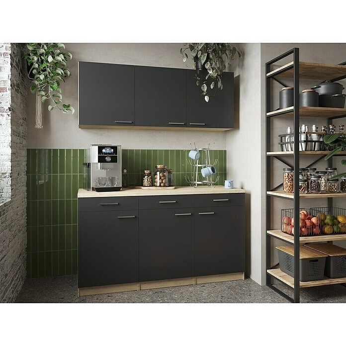 Respekta Merle Küchen-Set (150 x 60 x 200 cm, Schwarz) | BAUHAUS