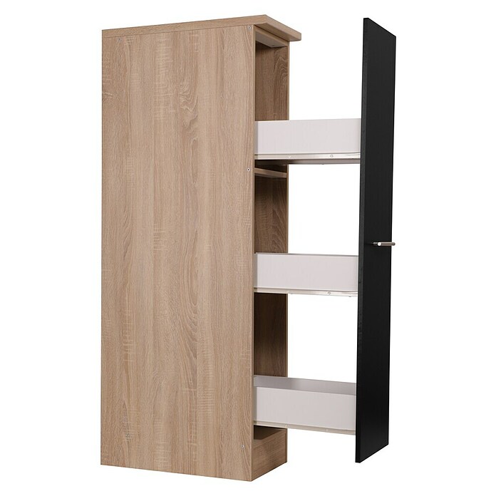 Respekta Merle Apotheker-Hochschrank (B x T x H: 30 x 60 x 144,8 cm, Schwarz, mit Arbeitsplattenabdeckung) | BAUHAUS