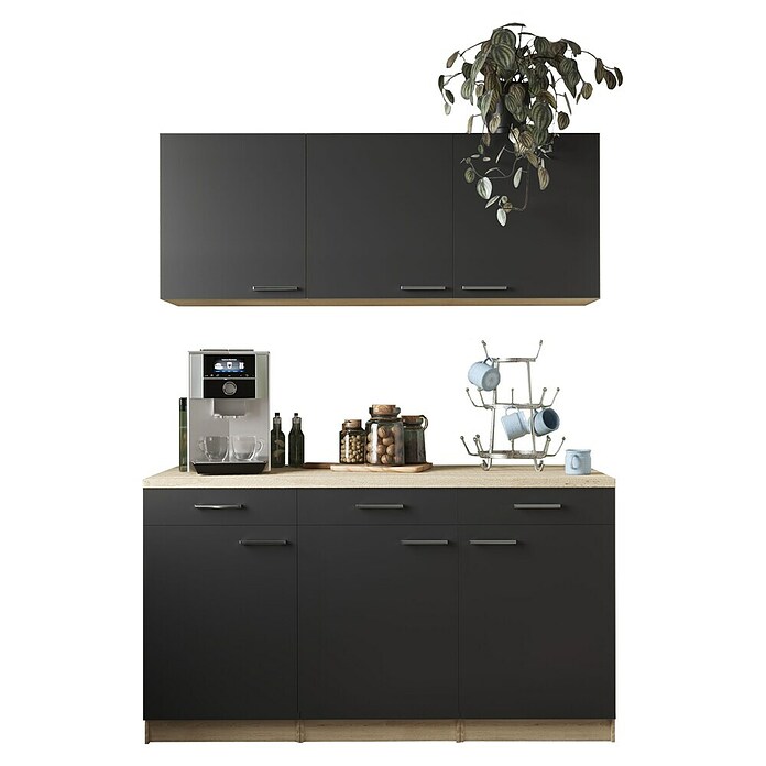 Respekta Merle Küchen-Set (150 x 60 x 200 cm, Schwarz) | BAUHAUS