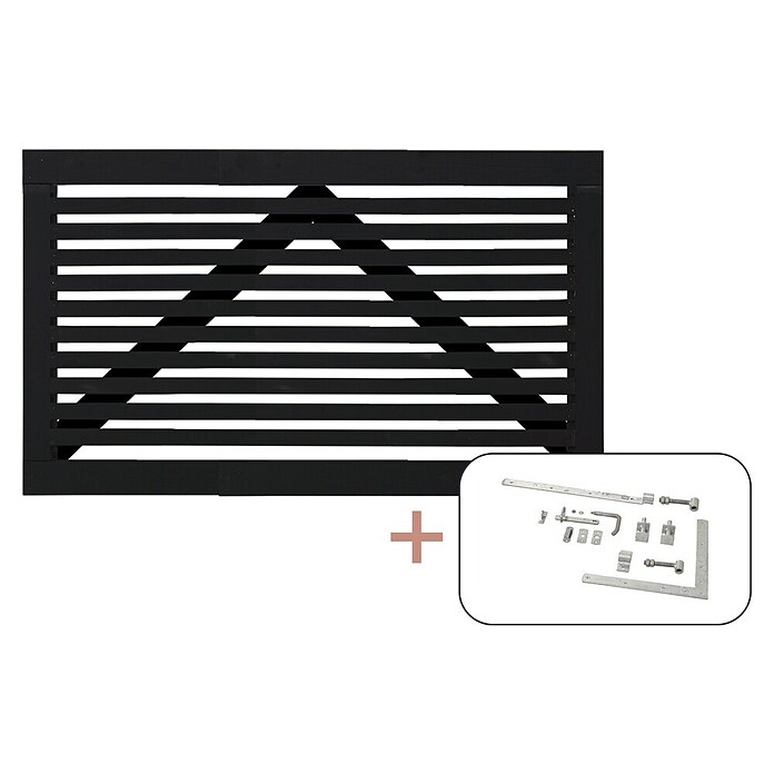 Plus Zauntor Tokyo inkl. Beschläge (150 x 90 cm, Schwarz (RAL 9005)) | BAUHAUS