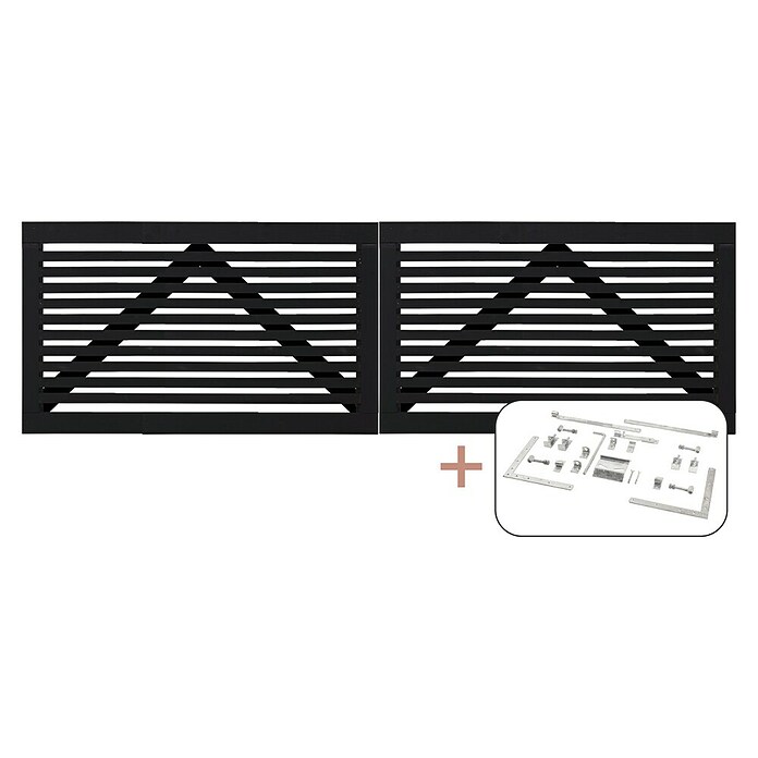 Plus Zauntor Tokyo inkl. Beschläge (300 x 90 cm, Schwarz (RAL 9005), Holz) | BAUHAUS
