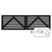 Plus Zauntor Tokyo inkl. Beschläge (300 x 90 cm, Schwarz (RAL 9005), Holz) | BAUHAUS