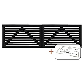 Plus Tokyo Zauntor Tokyo inkl. Beschläge (300 x 90 cm, Schwarz (RAL 9005), Holz, Mit Beschlägen)