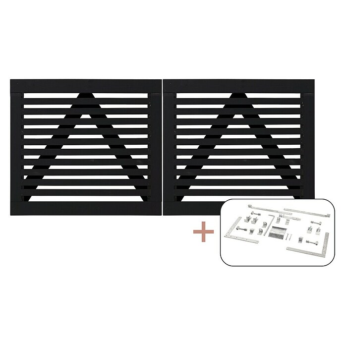 Plus Zauntor Tokyo inkl. Beschläge (200 x 90 cm, Schwarz (RAL 9005)) | BAUHAUS
