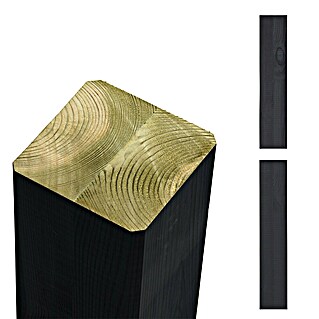Plus Zaunpfosten gerade (Höhe: 148 cm, 9 x 9 cm, Schwarz, Holz)
