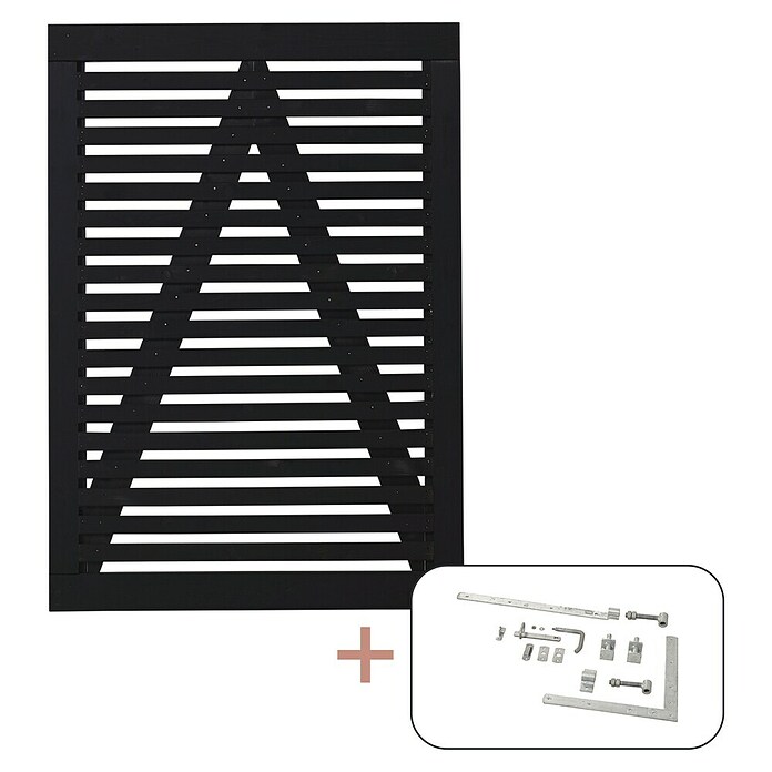 Plus Zauntor Tokyo inkl. Beschläge (100 x 140 cm, Schwarz (RAL 9005), Holz) | BAUHAUS