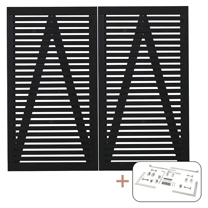 Plus Tokyo Zauntor Tokyo inkl. Beschläge (200 x 180 cm, Schwarz (RAL 9005), Holz, Mit Beschlägen) | BAUHAUS