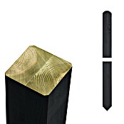 Plus Zaunpfosten spitz/gerundet (Höhe: 208 cm, 7 x 7 cm, Schwarz, Holz) | BAUHAUS
