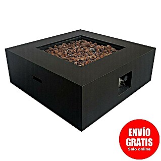 Nora Flames Brasero de gas Loa (16 kW, L x An x Al: 86 x 86 x 35 cm, Acero, Negro)