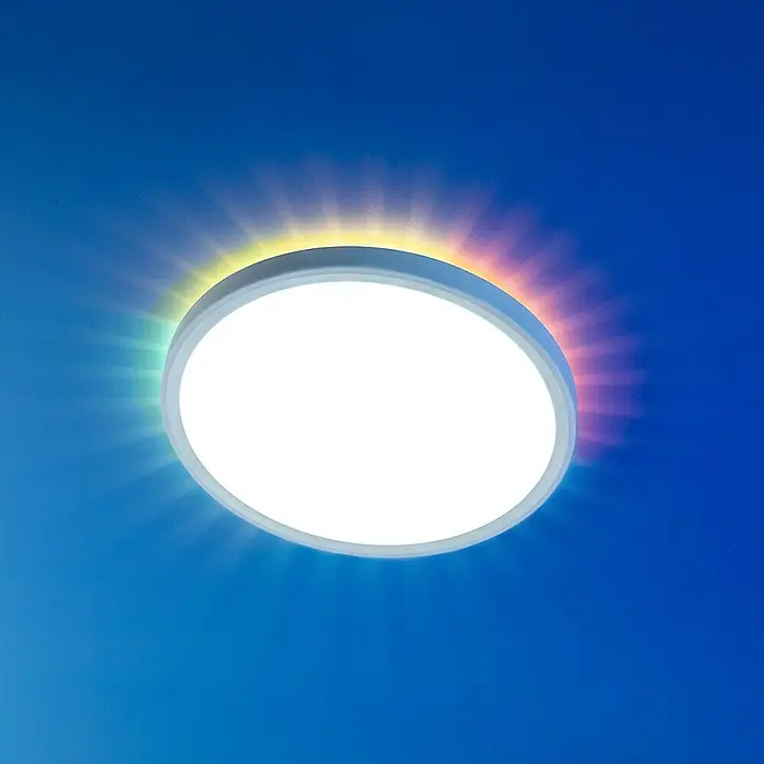 Garza Plafón LED redondo inteligente Tango - Ø x Al: 30 x 2,6 cm, RGB, Blanco - Lámpara de techo LED brillante con iluminación ambiental de colores, ideal para hogares modernos y crear ambiente.