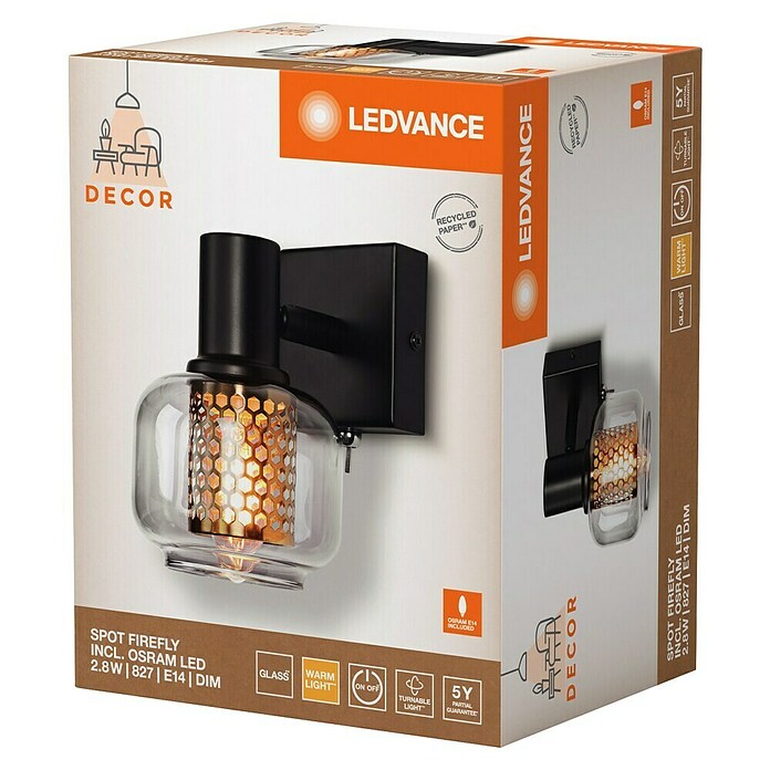 Ledvance Regleta LED Firefly (2,8 W, L x An x Al: 10,5 x 14,5 x 15,2 cm, Negro, Blanco cálido, 1 ud.) | BAUHAUS