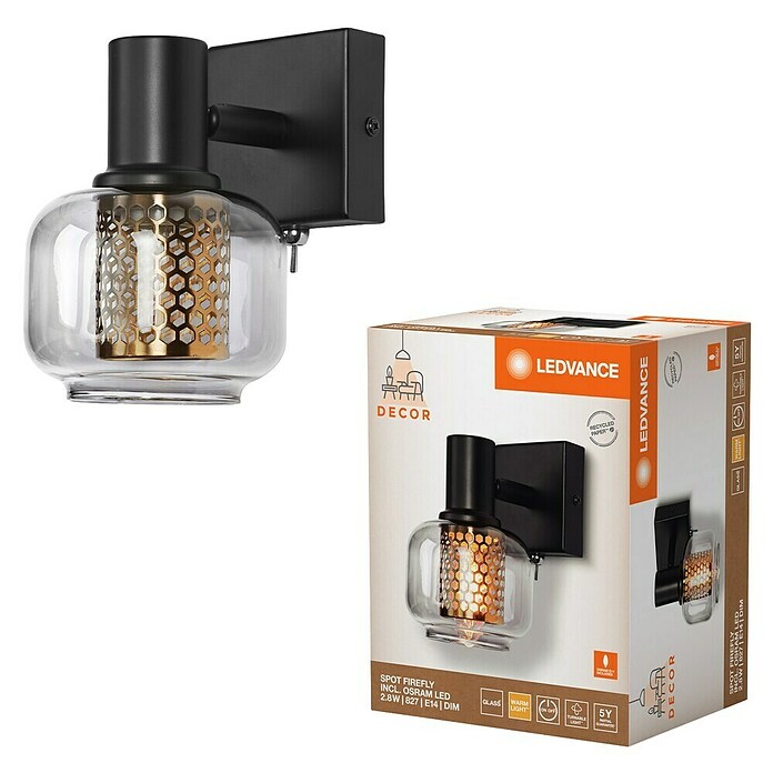 Ledvance Regleta LED Firefly (2,8 W, L x An x Al: 10,5 x 14,5 x 15,2 cm, Negro, Blanco cálido, 1 ud.) | BAUHAUS