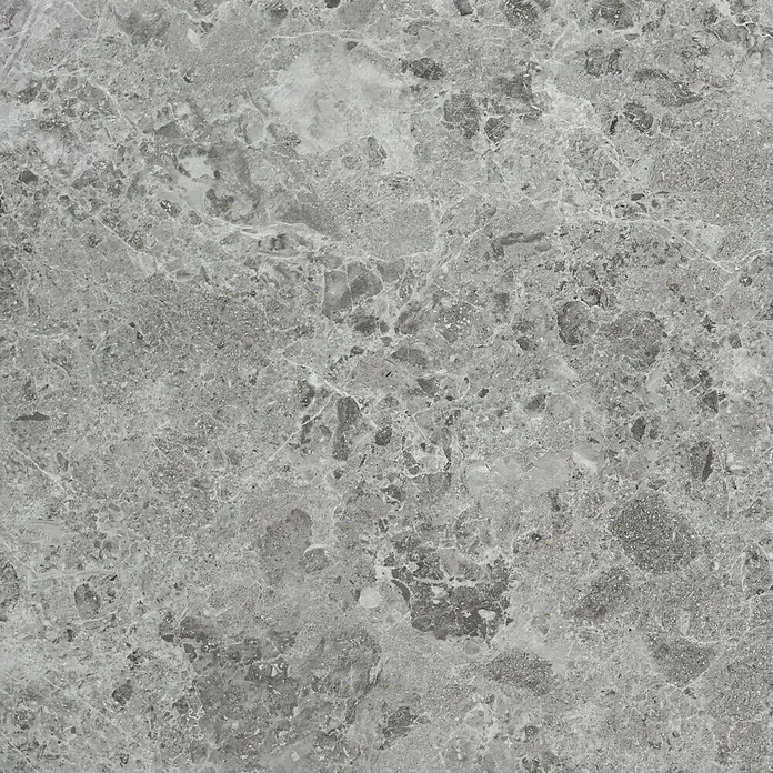 BHS Showroom Pavimento porcelánico Marais - 60 x 60 cm, Gris, Mate, Rectificado - Primer plano de una baldosa de mármol gris con textura arremolinada natural para revestimientos de suelos y paredes.