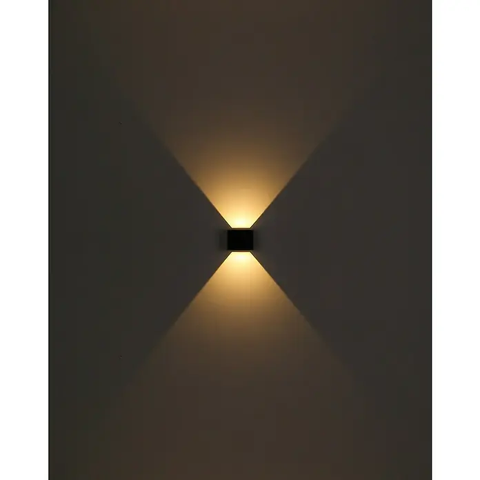 Globo Außenwandleuchte Veronika - 3 W, 11,7 x 13,7 x 10 cm, Anthrazit, IP54 - Wandleuchte mit würfelförmigem Design. Das warmweiße Licht strahlt nach oben und unten und erzeugt einen attraktiven Lichteffekt an der Wand.