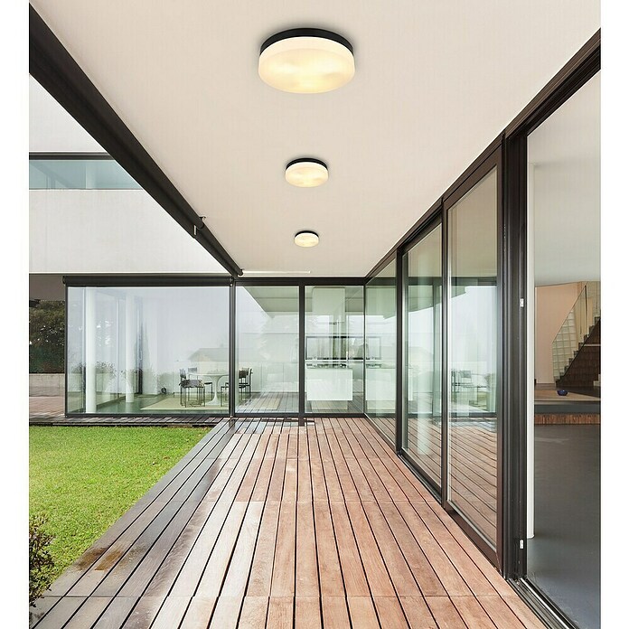 Globo Außenwand- & Deckenleuchte Vranos (60 W, Ø x H: 30 x 6,5 cm, Anthrazit, IP44) | BAUHAUS