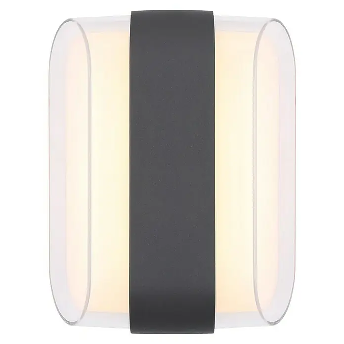 Globo LED-Außenwandleuchte Plixon - 7,8 x 16 x 12,5 cm - Stylische Wandleuchte mit grauer Blende und abgerundeten, transparenten Seiten für sanfte Beleuchtung im Raum.