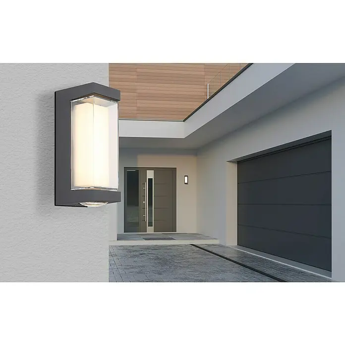 Globo LED-Außenwandleuchte Plixon - 8,2 x 7,5 x 18,7 cm - Die moderne Außenwandleuchte mit klarem Design beleuchtet stilvoll jeden Eingangsbereich und sorgt für eine angenehme Atmosphäre rund ums Haus.