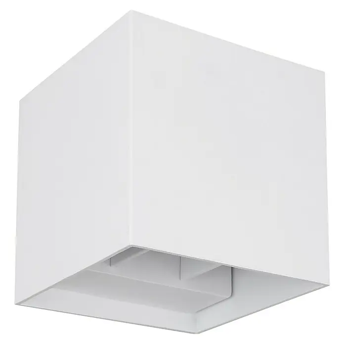 Globo LED-Außenwandleuchte Veronika - 3 W, 10 x 10 x 10 cm, Weiß, IP54 - Moderne, weiße LED-Deckenleuchte. Die Leuchte zeichnet sich durch ihr minimalistisches, kubisches Design und ihr helles, effizientes Licht aus.