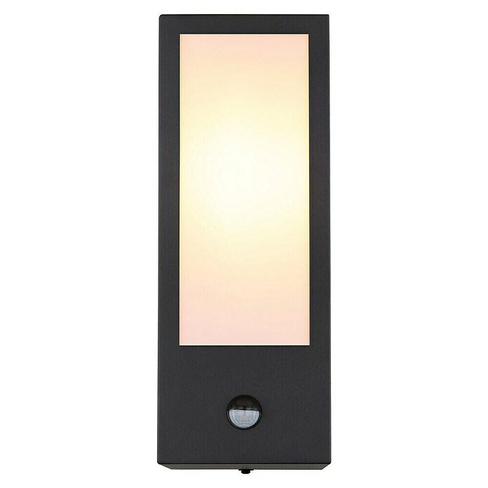 Globo Aplique exterior LED con sensor Gundula (60 W, 12 x 14 x 32 cm, Negro, Negro, IP44, Sensor de luz) | BAUHAUS