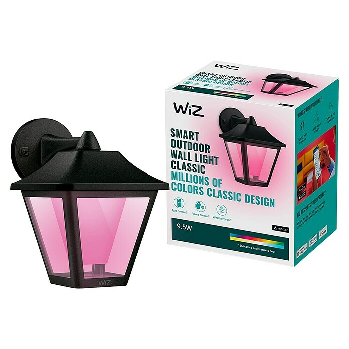 WiZ Aplique para exterior LED Classic (9,5 W, Negro, IP44) | BAUHAUS